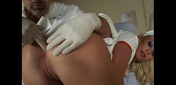  Blonde MILF nurse gets her ass fingered